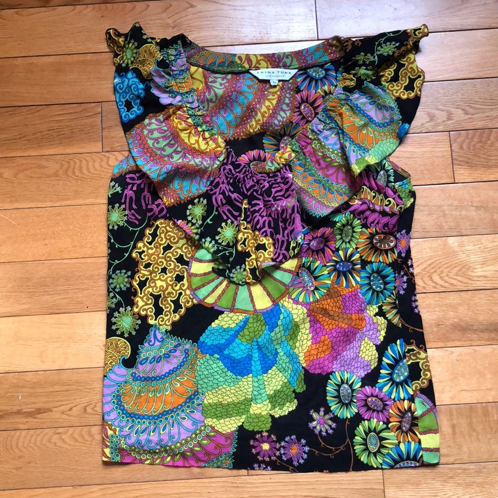 Beachy Trina Turk silk tank top! 🐙🐠🦈🐬🐋🦀🐡